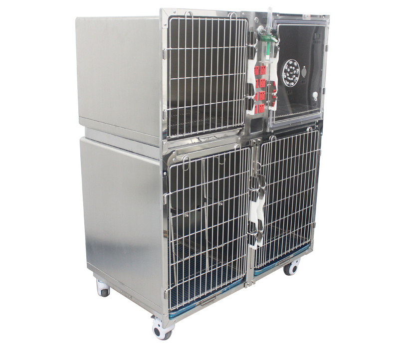 Veterinary Hospital Equipment 304 Stainless Steel Dog Kennel Cage with Electric Socket