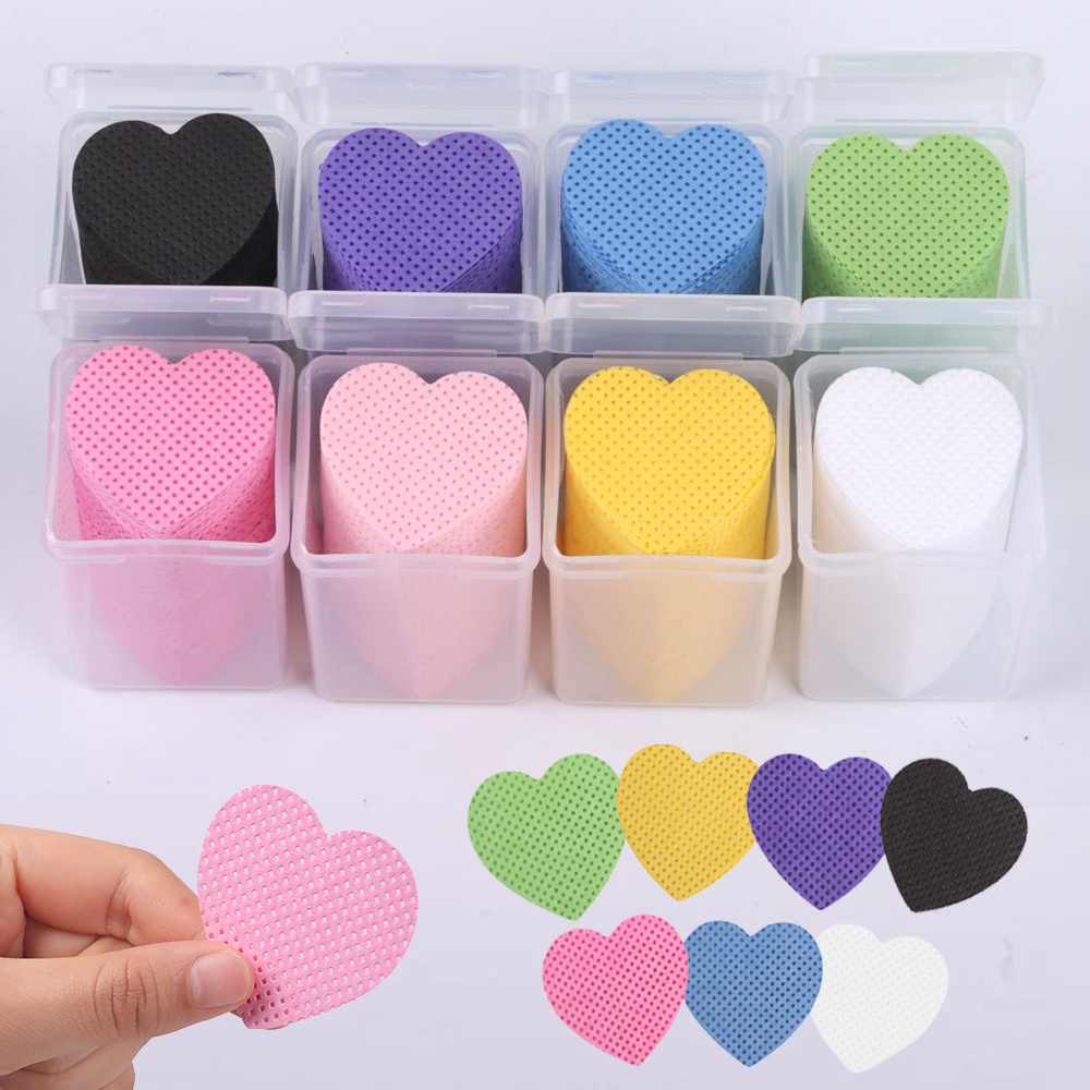 White Black Pink Heart Shaped Lint Free Lash Glue Wipe Dispenser Eyelash Extension Adhesive Glue Nozzle Remover Wipes