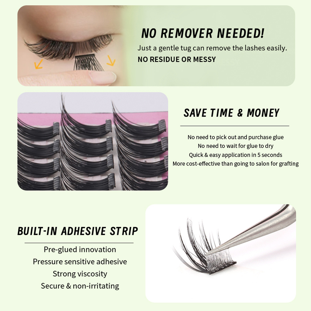 Pre Bond Technology Segment Lash Cluster DIY Lashes Press on Eyelashes No Glue Self Adhesive Lashes