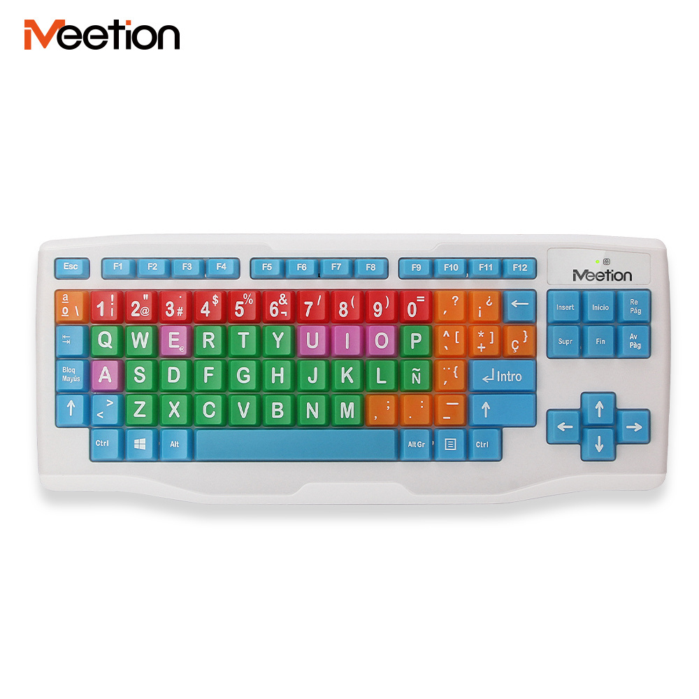 WK800 Colored Big Large Letter Keys Computer 2.4G Wireless Keyboard with Big Buttons for Children