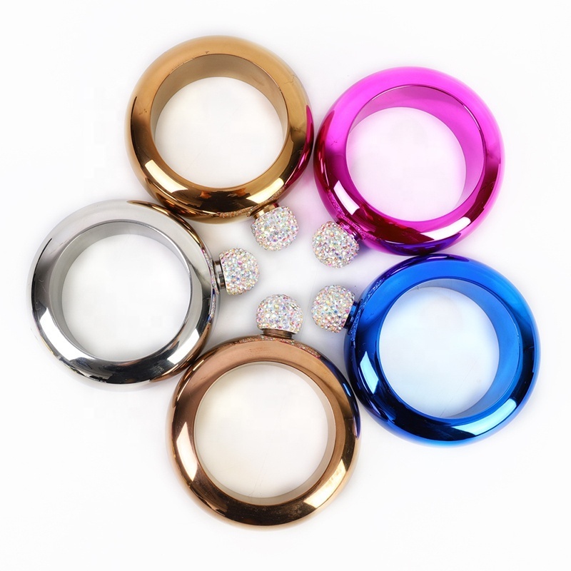 High Quality 3.5oz Bracelet Flask Stainless Steel Round Portable Hip Flask For Lady