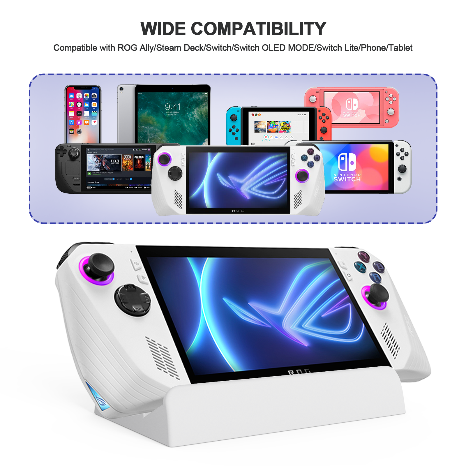 Durabl Handheld Game Play Stand Bracket For Rog Ally / Nintendo Switch Lite / OLED / Steam Deck / Tablet holder Accessories