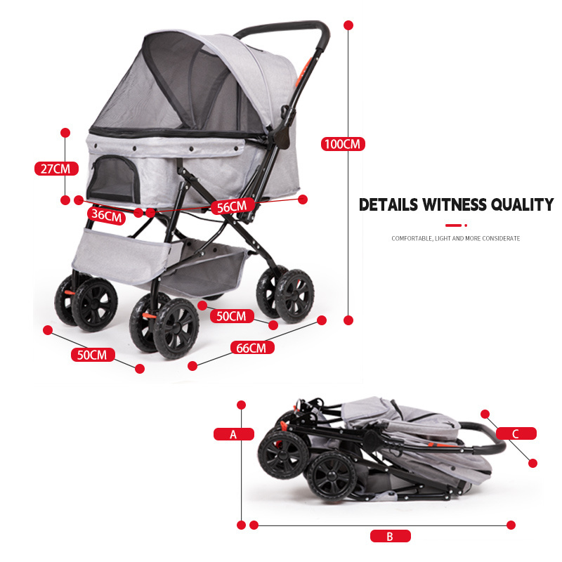 Hot Selling Animals Carrier Pet Stroller Travel 4 Wheels Pet Strollers For Dogs and Cats