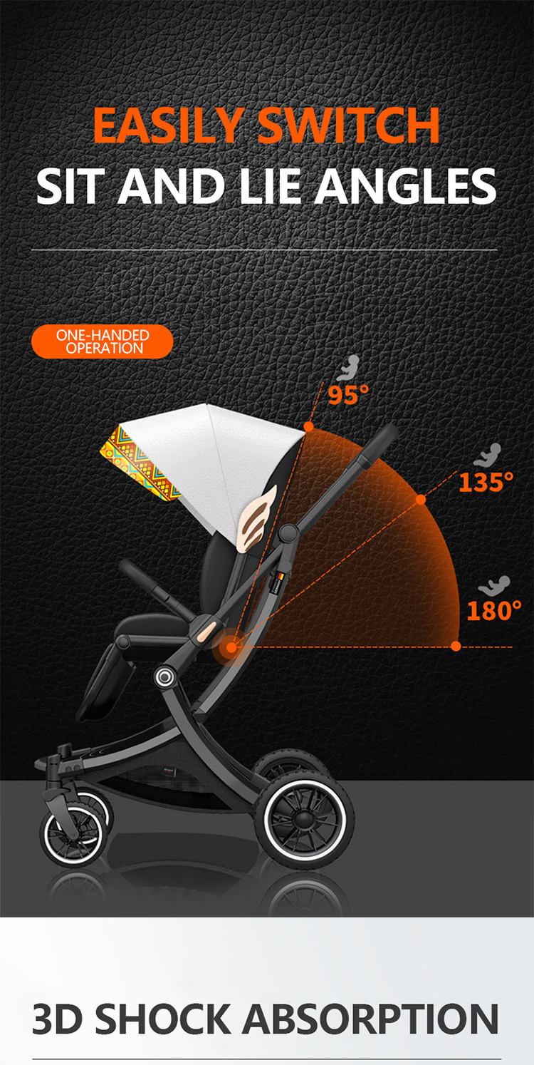 Wholesale China baby stroller factory egg shell baby trolley luxury baby stroller with one-touch brake and suspension