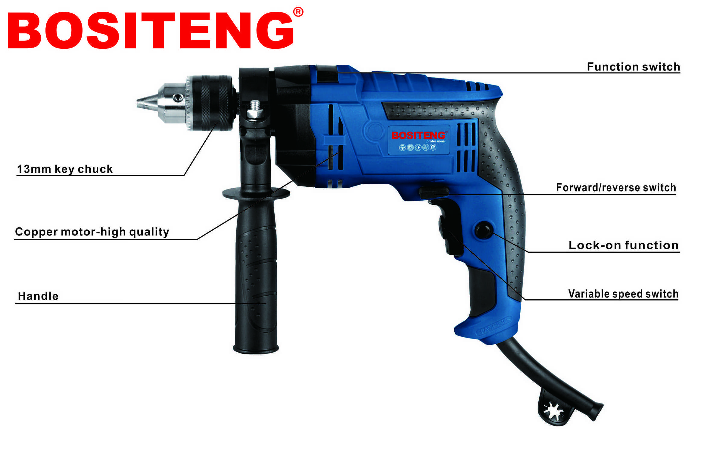 1180W 13mm electric drill variable speed power tools hammer drill