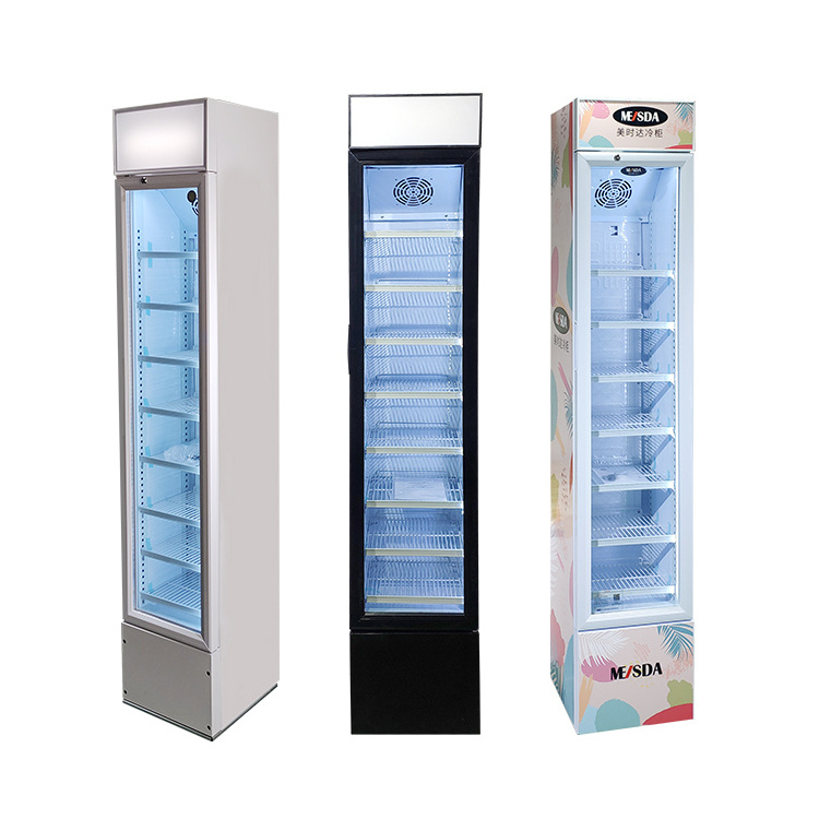 Meisda SC105B compressor glass door slim upright 105L display fridges for displaying drinks