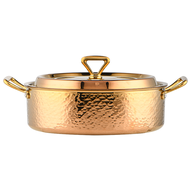 Luxury Large Shiny Polished Copper Soup Pot Cookware Set Stainless Steel Stock Pot Kitchen Cooking Pot