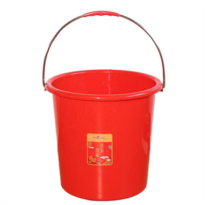 Support OEM Customization Stainless Steel Handle Red Water Pail PP Plastic Water Bucket