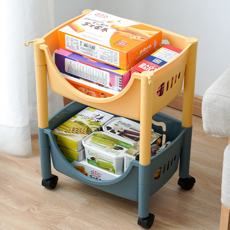 2022 Plastic Multifunctional Home Plastic Rolling Cart Book Storage Shelves Cute Baby Kids Toy Storage Organizer Box And Rack