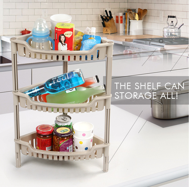 High quality Colorful Plastic Kitchen PP 2 tiers Rack plastic storage shelf