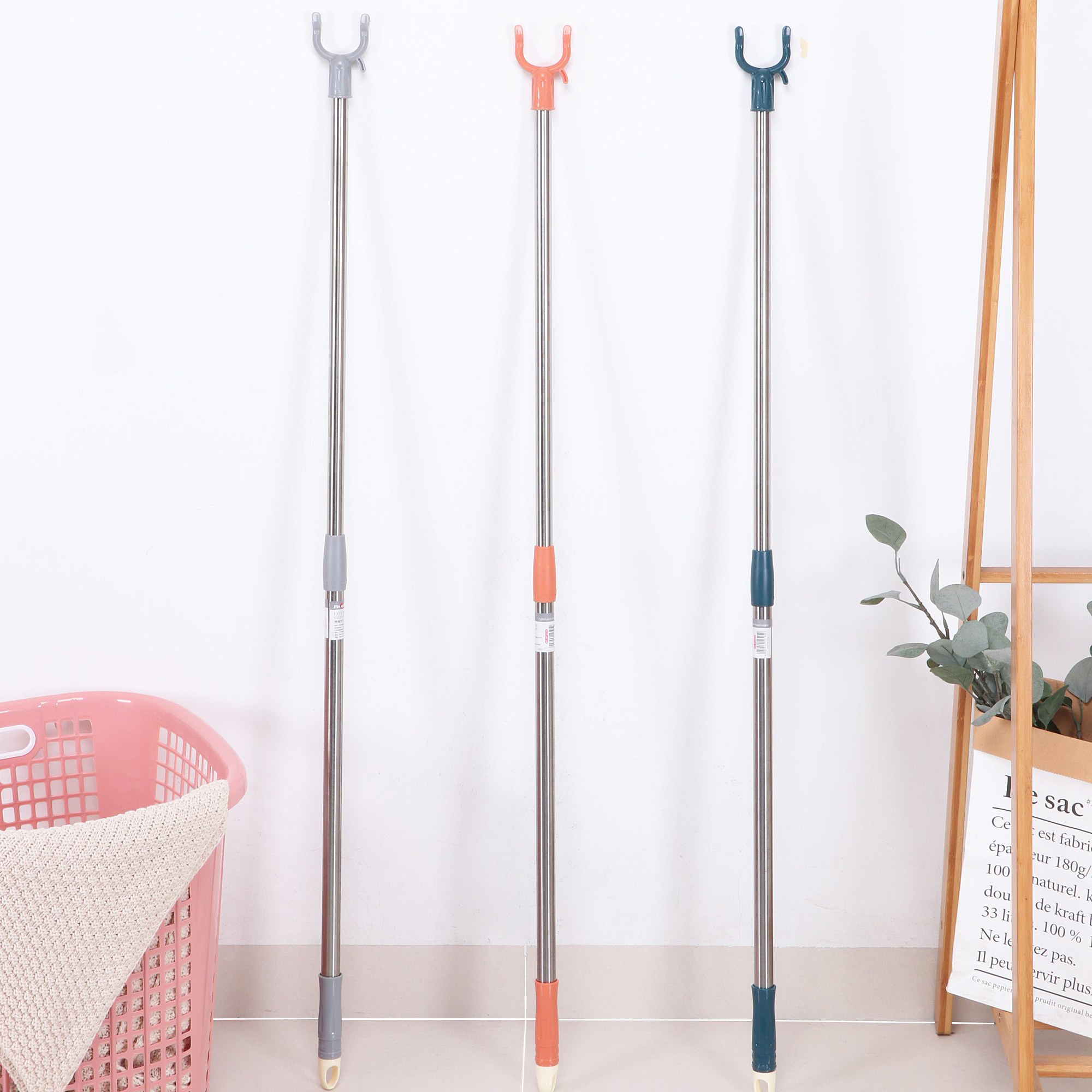 Good Quality Telescopic Stainless Steel  Clothes Hanger Fork Clothesline Poles Laundry Hanging Clothes Fork