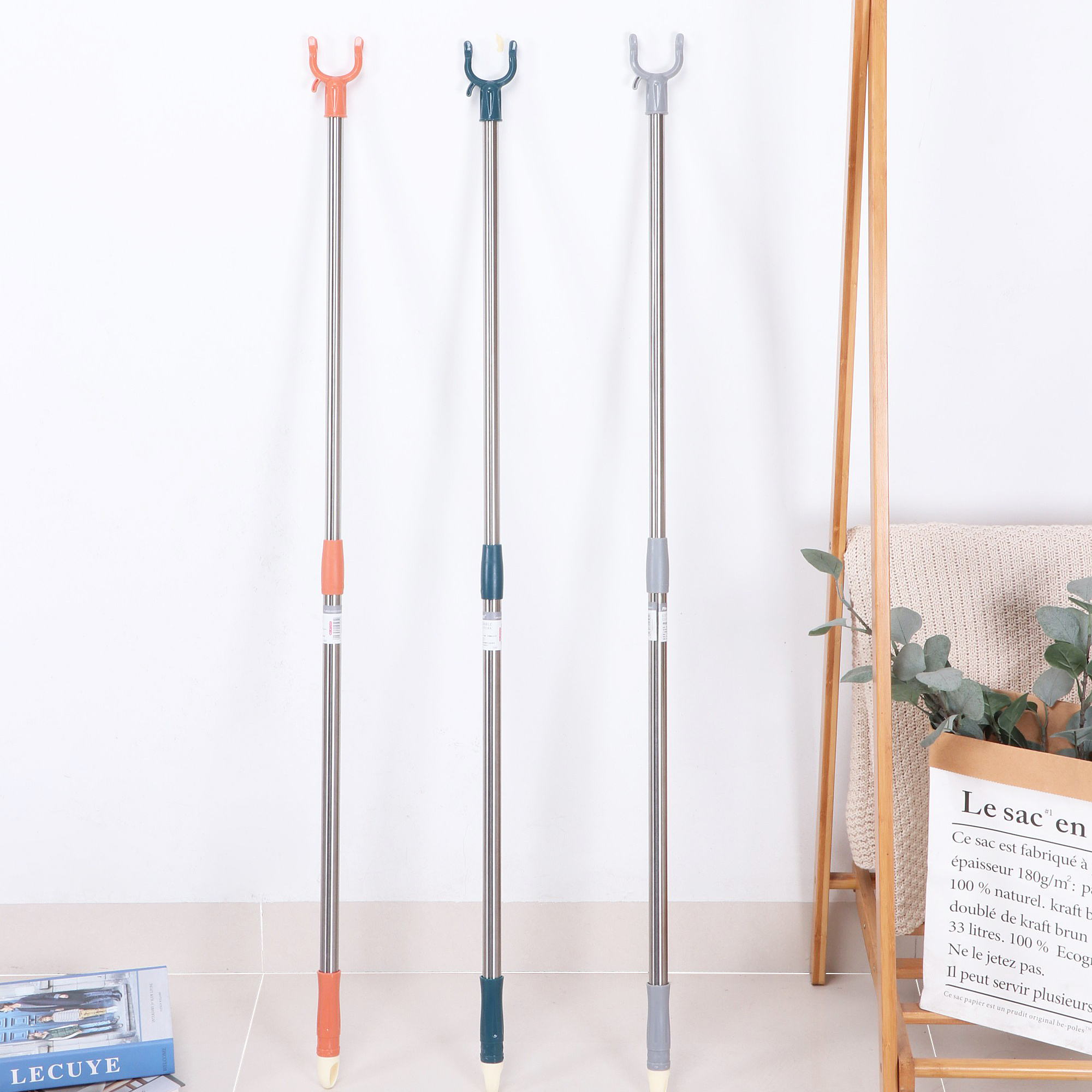 Good Quality Telescopic Stainless Steel  Clothes Hanger Fork Clothesline Poles Laundry Hanging Clothes Fork