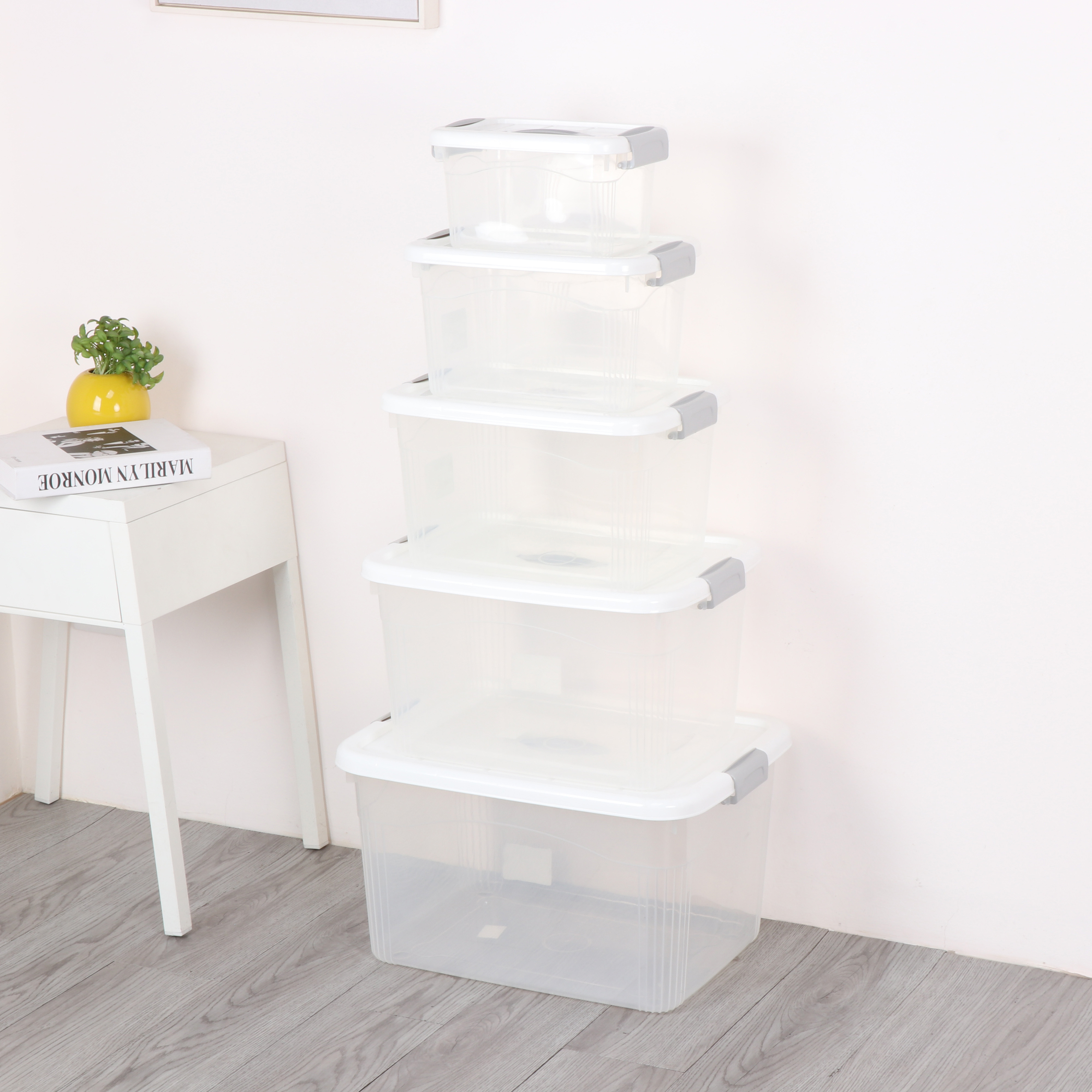 Wholesale Living Clear Plastic Organiser Storage Box Containers Stackable With Latching Lid