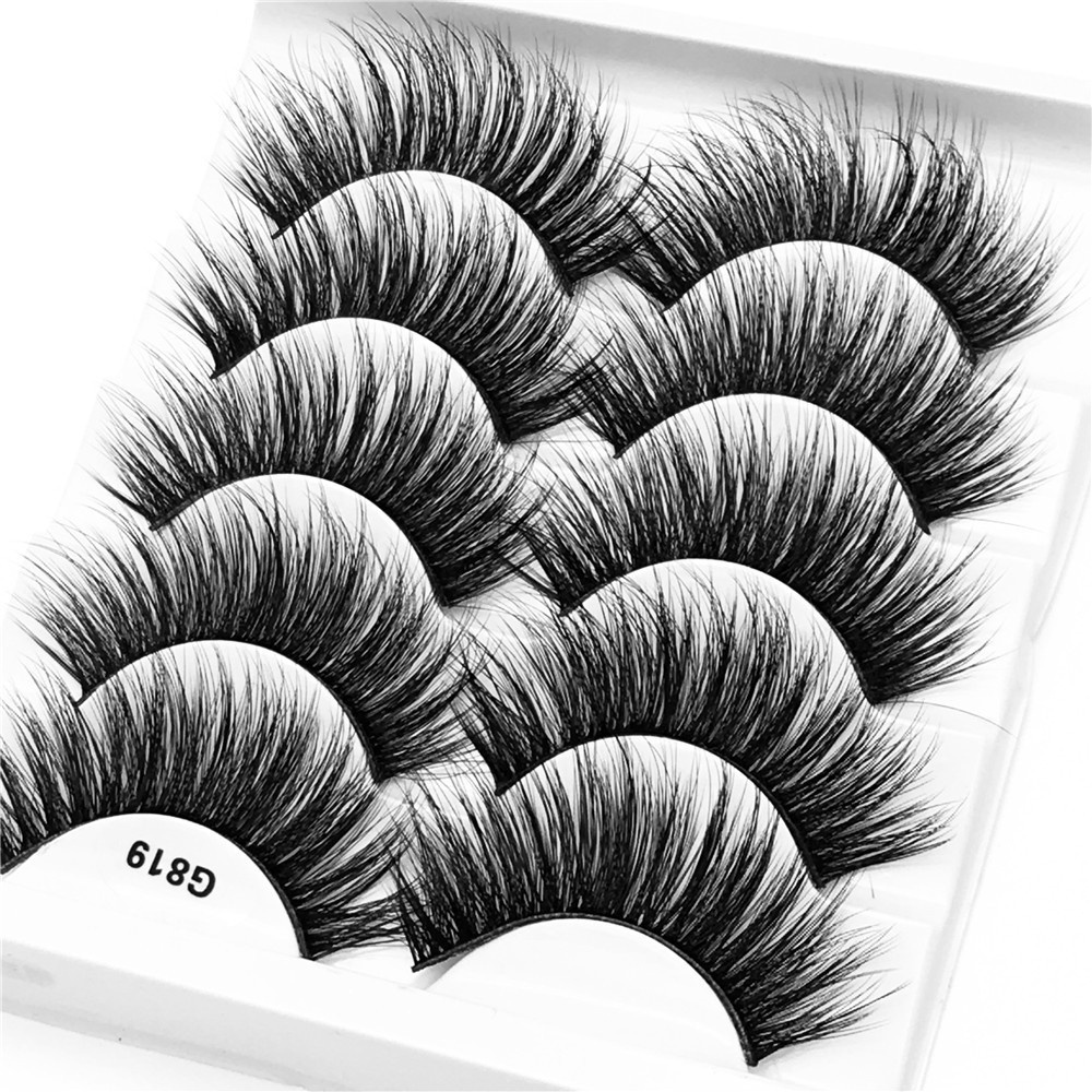 Full Strip 3D Mink Eyelashes Natural Thick False Eye Lashes Soft Fake Eyelash Wispy Faux Mink Lashes