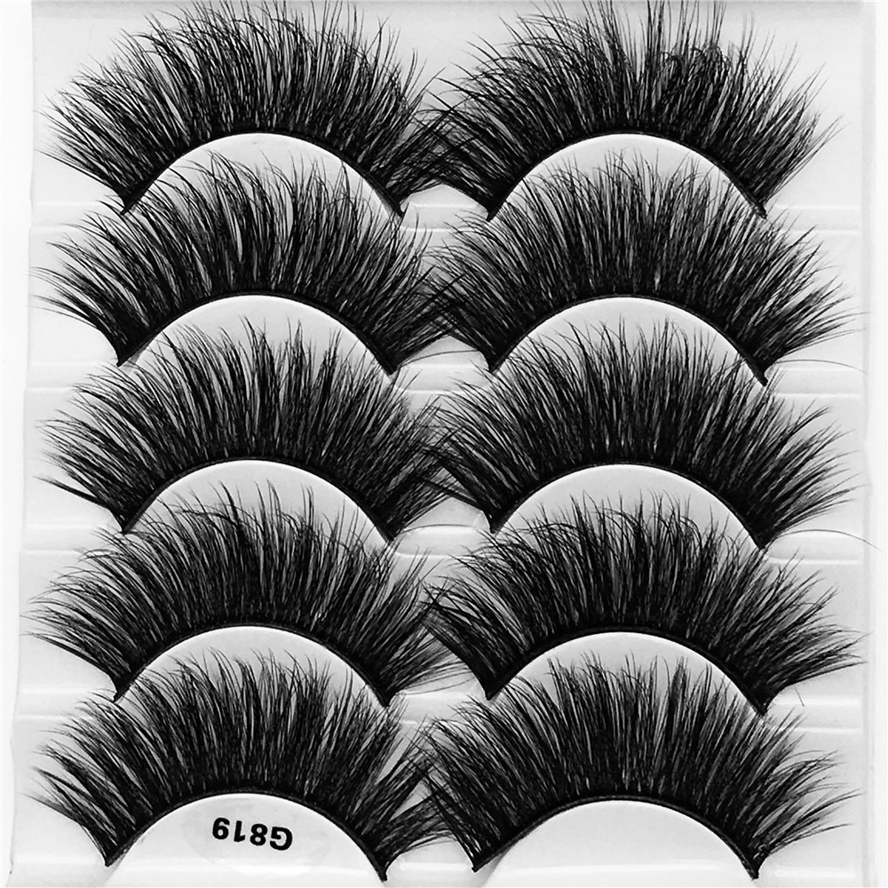 Full Strip 3D Mink Eyelashes Natural Thick False Eye Lashes Soft Fake Eyelash Wispy Faux Mink Lashes