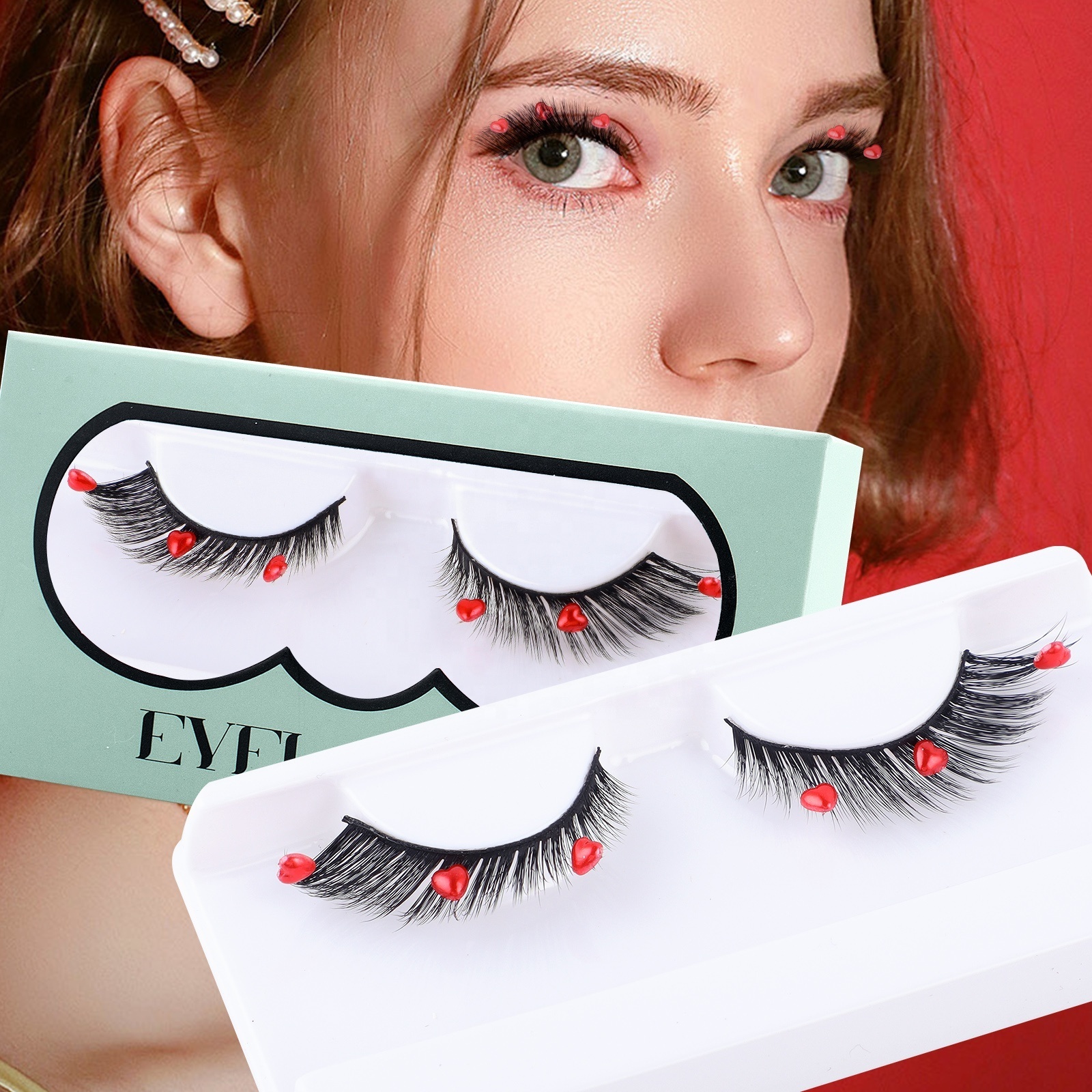 2024 New Style Valentine's Day lash extension decals 3d naturel  Full Strip Eyelashes Wholesale Vendor