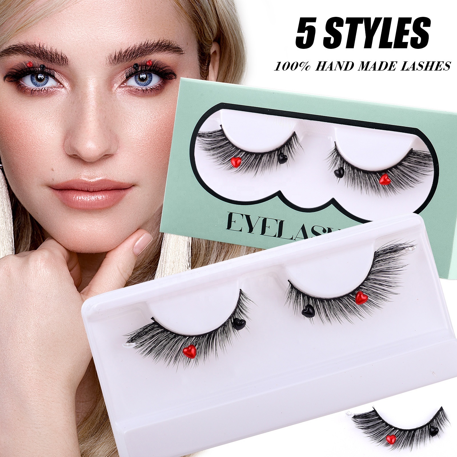 2024 New Style Valentine's Day lash extension decals 3d naturel  Full Strip Eyelashes Wholesale Vendor