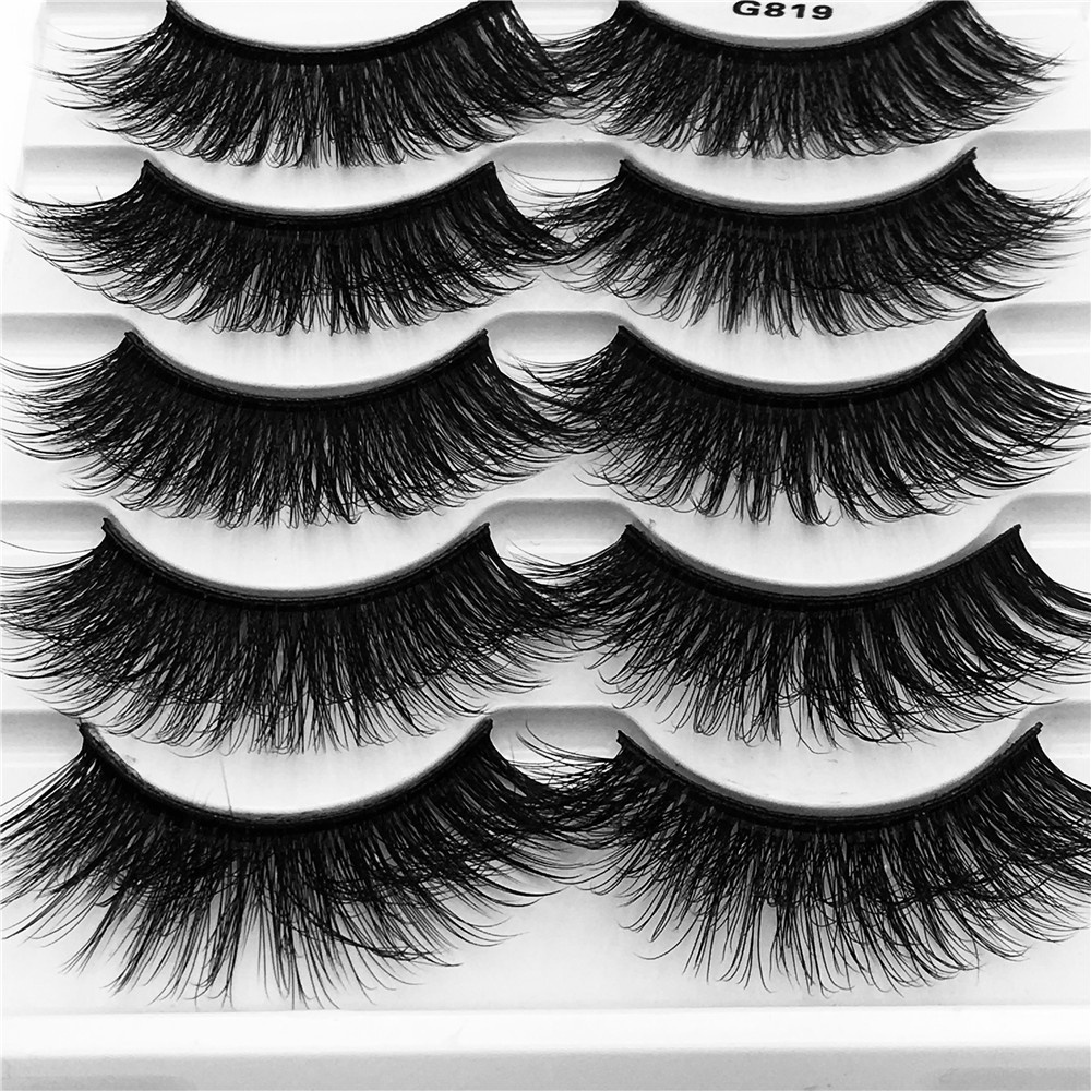 Full Strip 3D Mink Eyelashes Natural Thick False Eye Lashes Soft Fake Eyelash Wispy Faux Mink Lashes