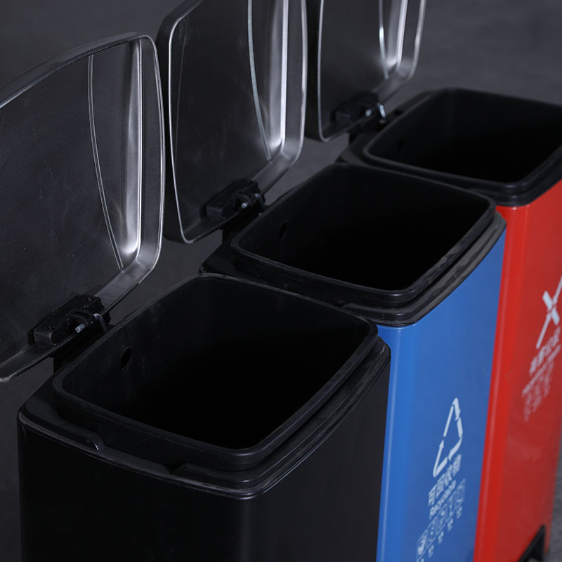 2023New style High quality modern trash cans litter garbage rubbish bins 4 compartment steel recycle bin with locks