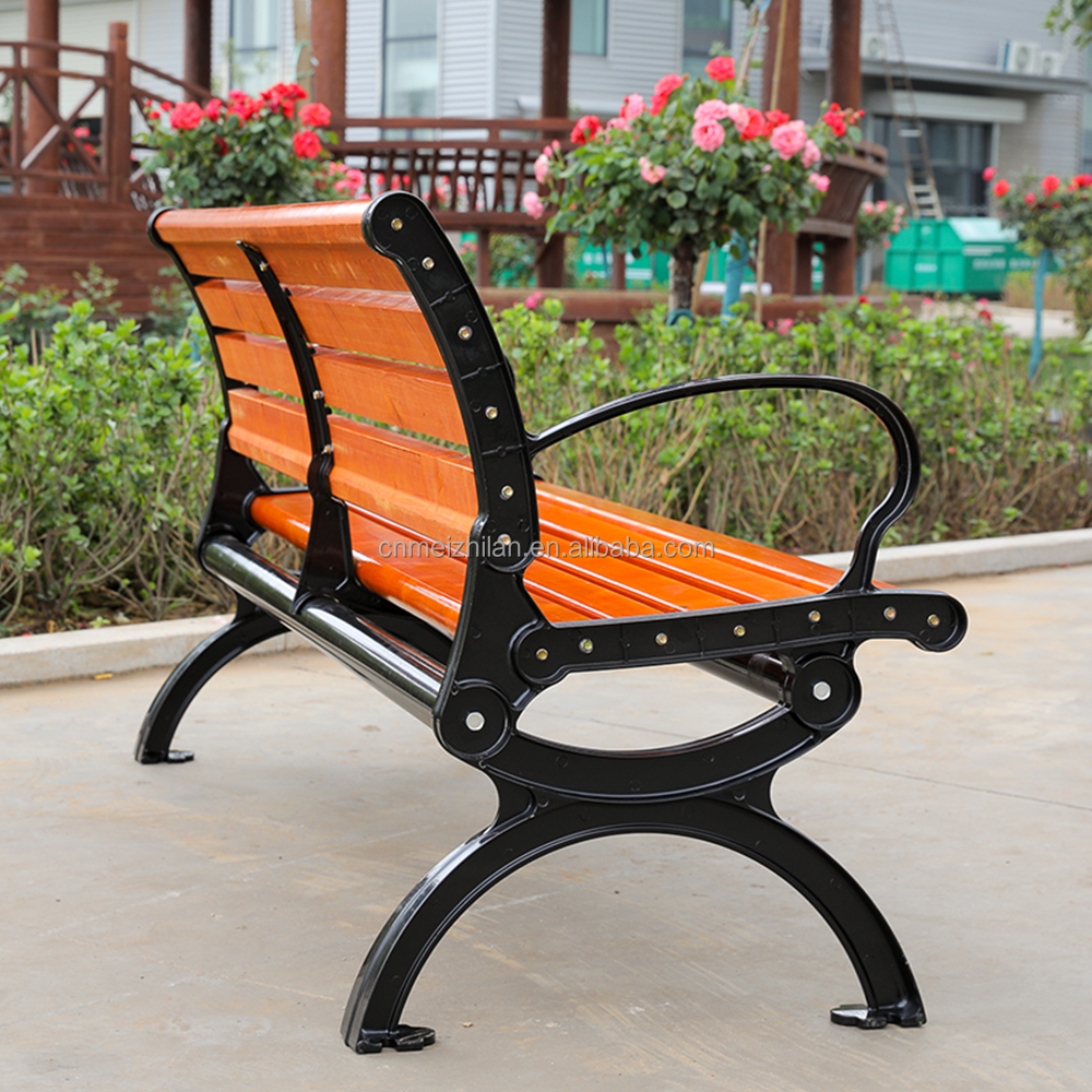 Custom colors metal Wooden park long bench chair outdoor garden outdoor wooden stainless steel bench