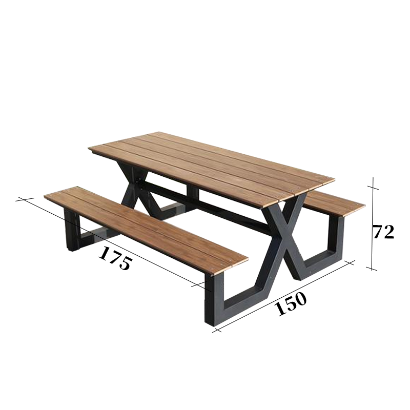 Aluminium Outdoor Dining Table Modern BBQ Furniture Picnic Coffee Set Patio Outdoor Chairs and Square Table 6 Seats Solid Wood