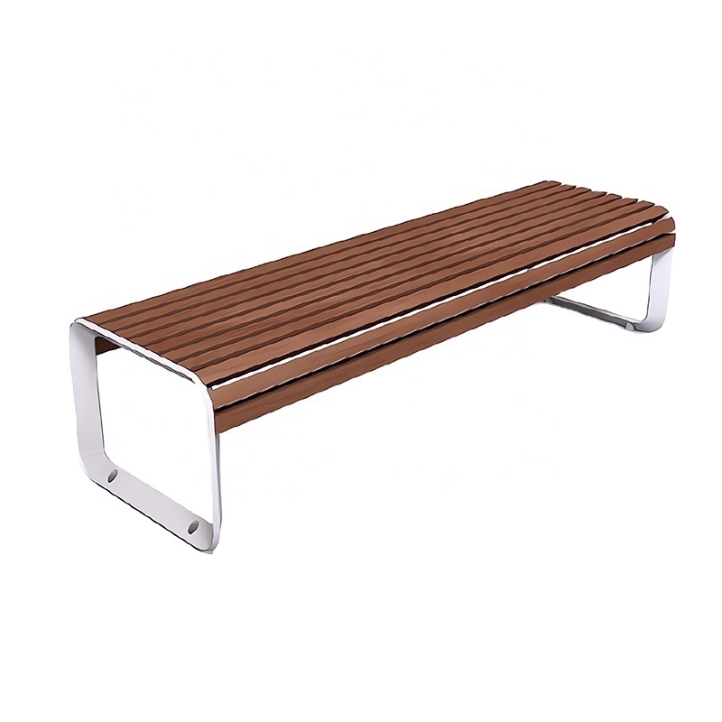 Factory sales stainless steel seat Solidwood park benches aluminum outdoor bench legs Waterproof coating modern wooden bench