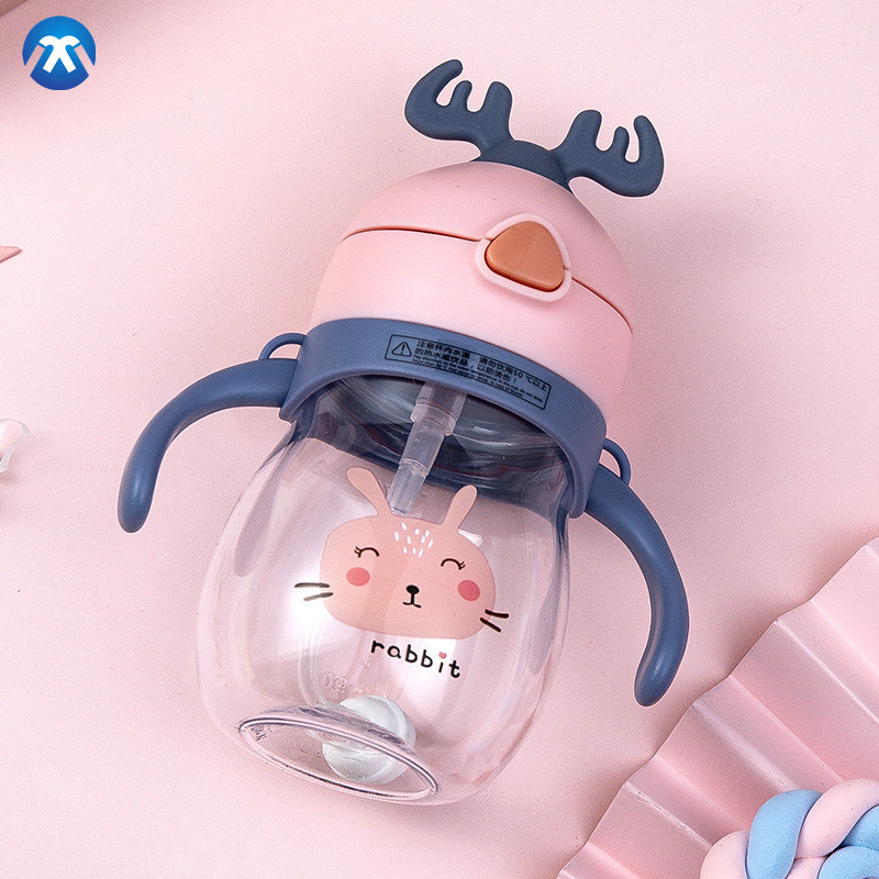 2023 new design Baby Drinking Straw Cup Drinking Water Cartoon Cute Children Plastic Cup Baby Feeding Bottle