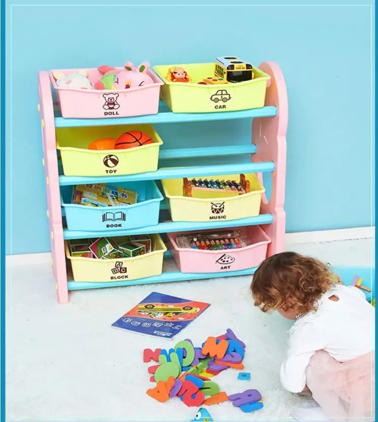 2024 Movable Baby Corner Cupboard Rack Drawer Toys Storage Children Cabinets Kids Toys Cabinet Custom