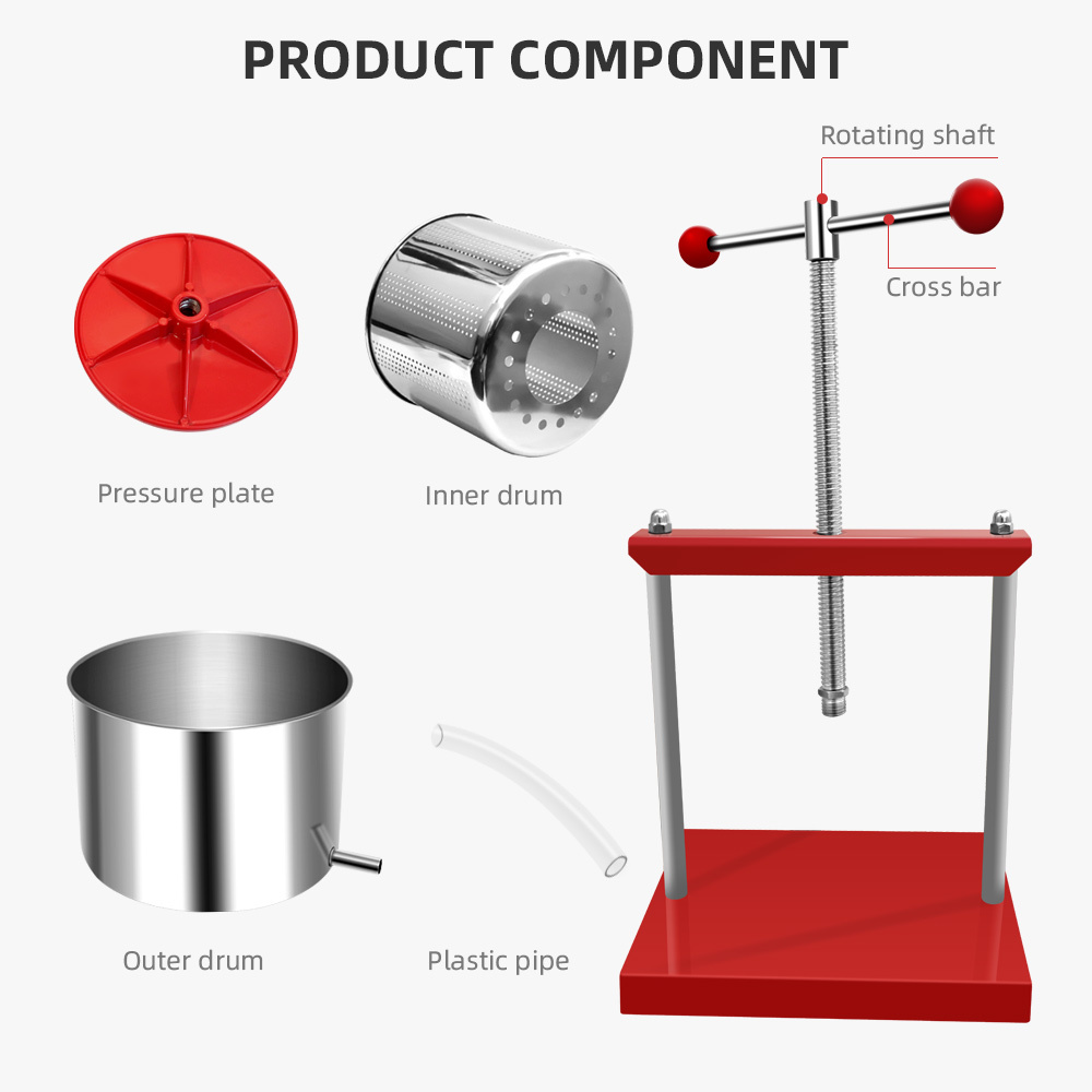 Mini Manual Fruit Wine Press Food-Grade Stainless Steel fruit press for home use Juice Making for Apple/Carrot/Orange/Berr