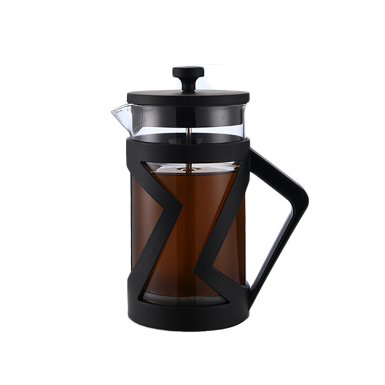 Portable Customize Logo High Borosilicate Glass Large Size Black French Press 1000ml