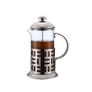 Top Sales  600ML Stainless Steel Coffee Pot Classic Outdoors Portable Glass Coffee Maker Wholesale Coffee Tea Pot