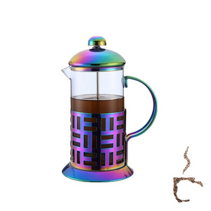 High Quality Plating Arabic Coffee Pot Large Capacity  Thermos Tea Coffee Pot 3-Filter Percolator Coffee Pot