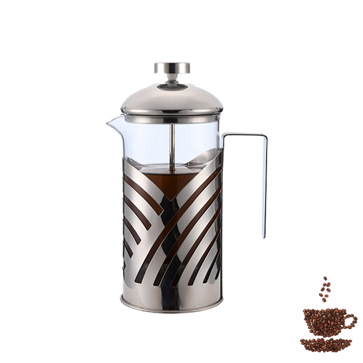 Customize Logo Acceptable Travel Metal 1L Coffee Tumbler French Press Glass For Filter