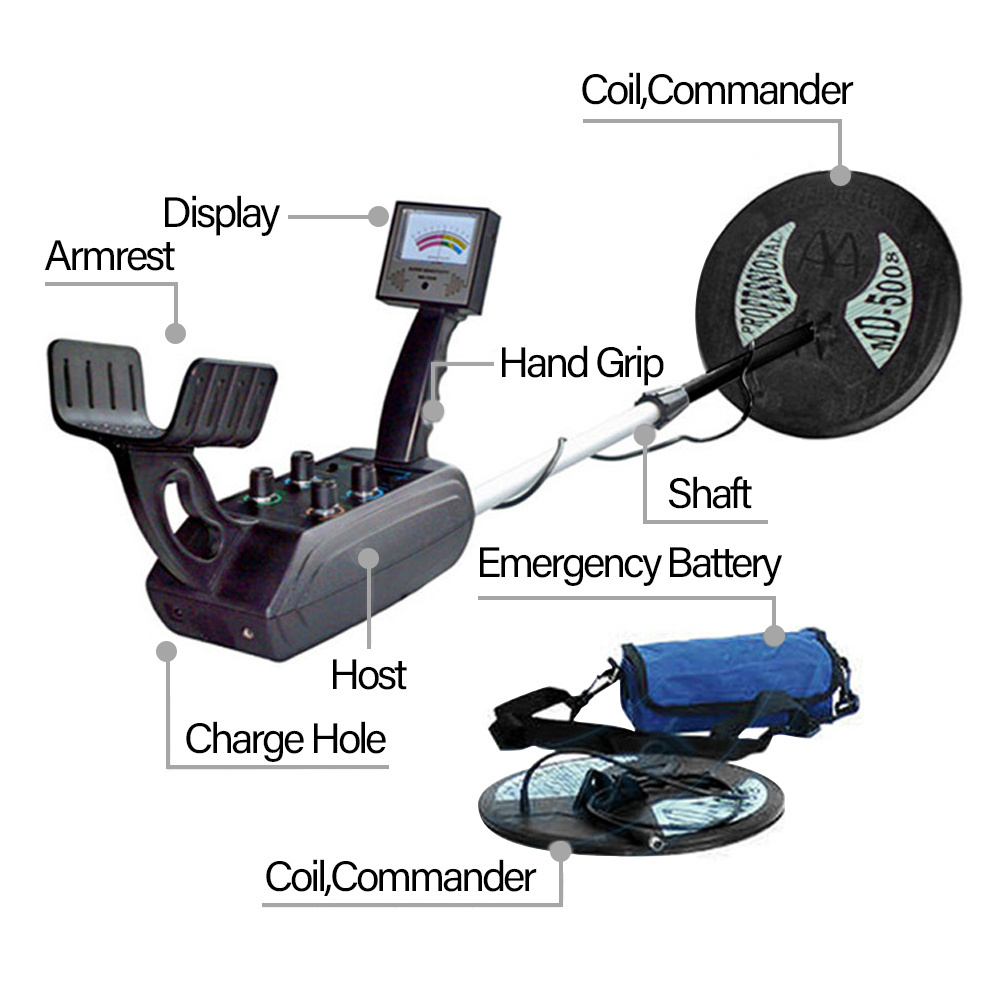 Ferrous and Non-ferrous deep ground metal detector MD-5008 gold and silver finer machine underground gold metal detector