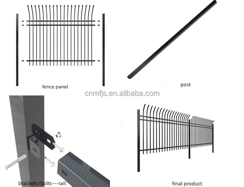 Black Privacy Fence 6x8ft Steel Fence Panels Outdoor Garden Fence