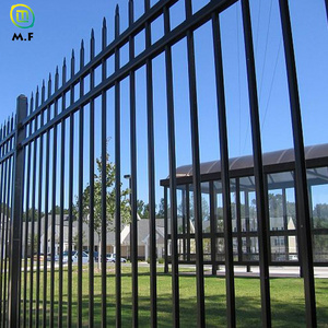 Metal black security 6x8 steel picket fence spear fence panels outdoor garden galvanized wrought iron steel fence panels