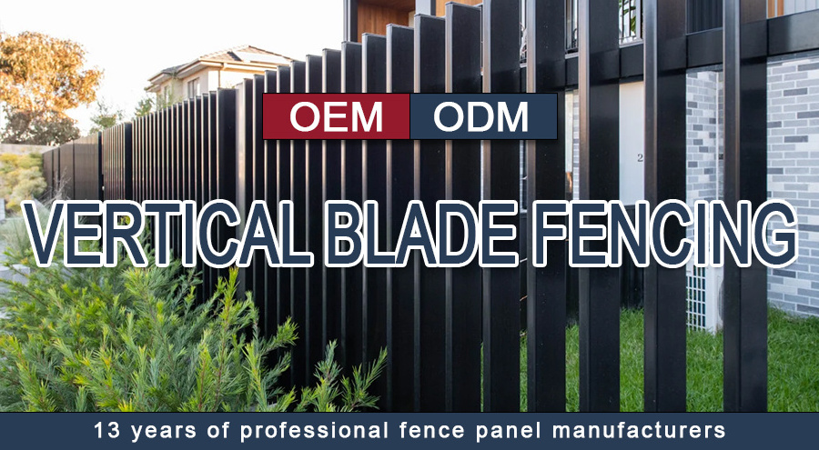 Zinc-steel blade 3d vertical slat fencing home garden black powder coated Australia type aluminum vertical blade metal fence