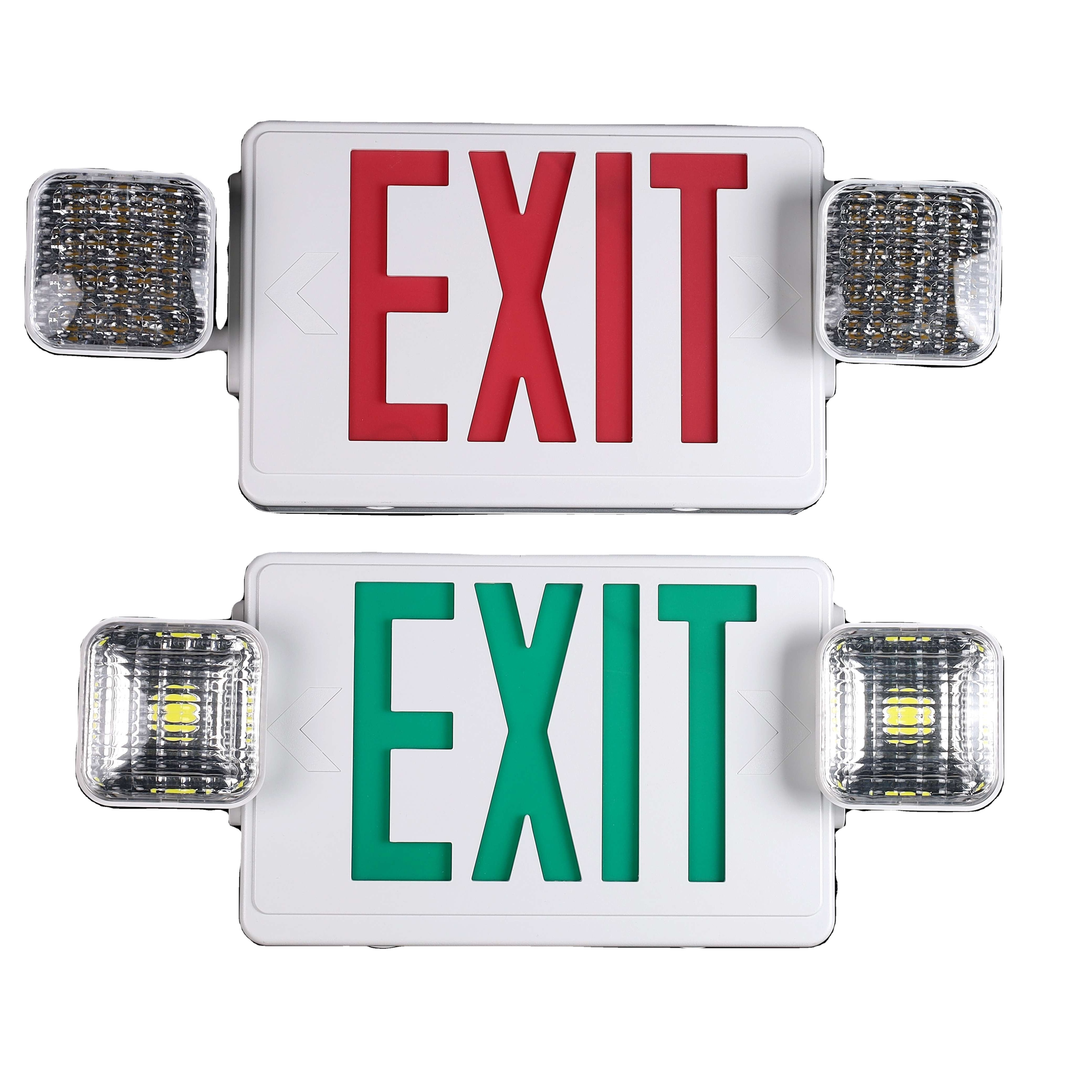 Stock Led Emergency Warning Two Head Led Exit Combo Light Exit Light Lamp Power 6w With Sign Rechargeable