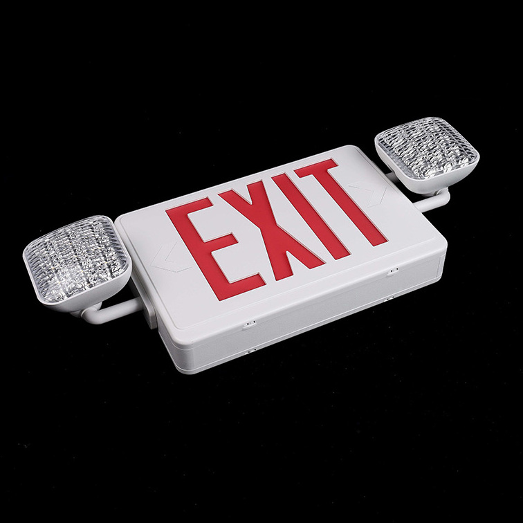 Listed Led Rechargeable Ceiling Mounted Emergency Double Sided Led Combo Exit Sign With Battery Backup For Building