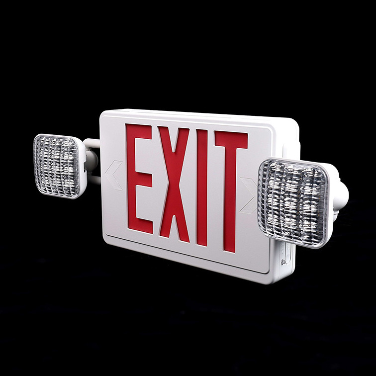 Listed Led Rechargeable Ceiling Mounted Emergency Double Sided Led Combo Exit Sign With Battery Backup For Building