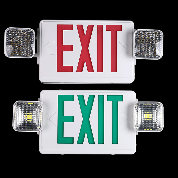 Thermoplastic Abs Housing 5va Flame Rating Two Head LED Emergency Light Combo Led Exit Sign with emergency light