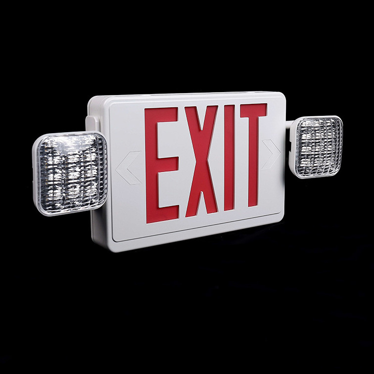 Listed Led Rechargeable Ceiling Mounted Emergency Double Sided Led Combo Exit Sign With Battery Backup For Building