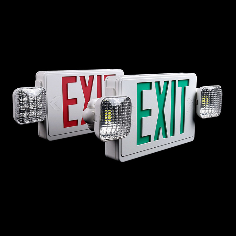 Thermoplastic Abs Housing 5va Flame Rating Two Head LED Emergency Light Combo Led Exit Sign with emergency light