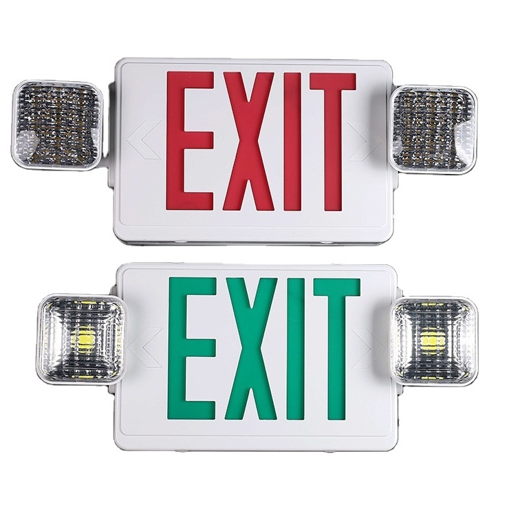 Listed Led Rechargeable Ceiling Mounted Emergency Double Sided Led Combo Exit Sign With Battery Backup For Building