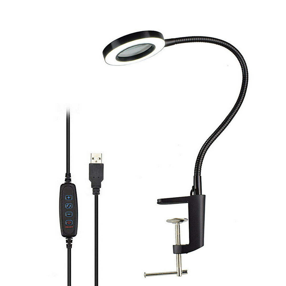 High Quality Black Metal Table Top Desk  LED USB Lamp Clamp