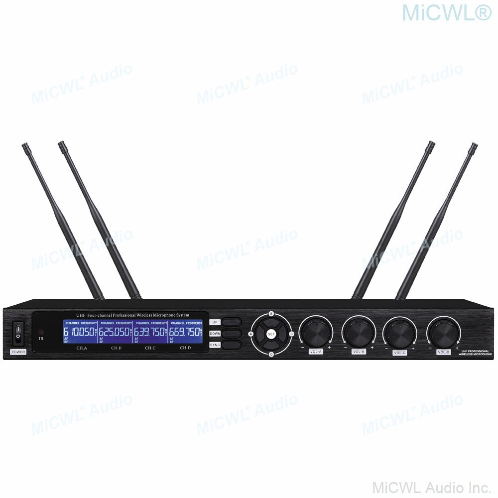 MiCWL Professional 4 Channel UHF Wireless Microphone System with Four Headsets Condenser  Mic