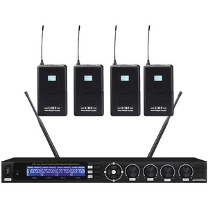 MiCWL Professional 4 Channel UHF Wireless Microphone System with Four Headsets Condenser  Mic