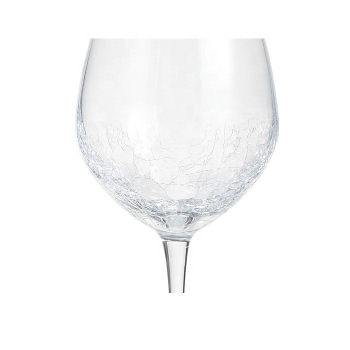 Best quality custom logo clear handmade crackle wine glass wholesale