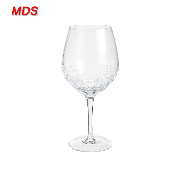 Best quality custom logo clear handmade crackle wine glass wholesale