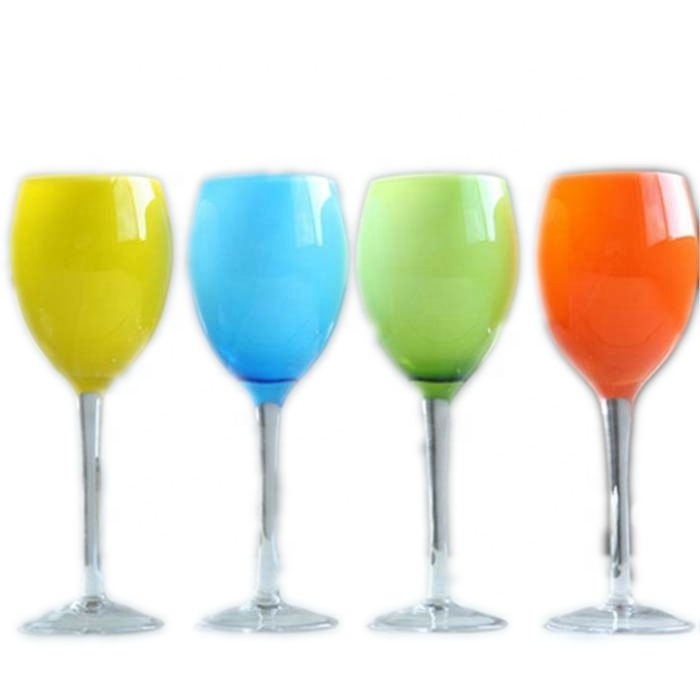 Glassware cheap handmade different colour wine glasses